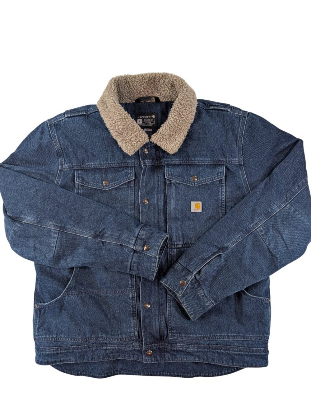 Carhartt Men's Large Relaxed Fit Denim Sherpa Lined | Trucker Jacket Workwear
